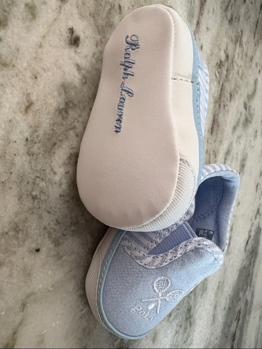 🧸 Ralph Lauren Light Blue Slip-On Baby Shoes